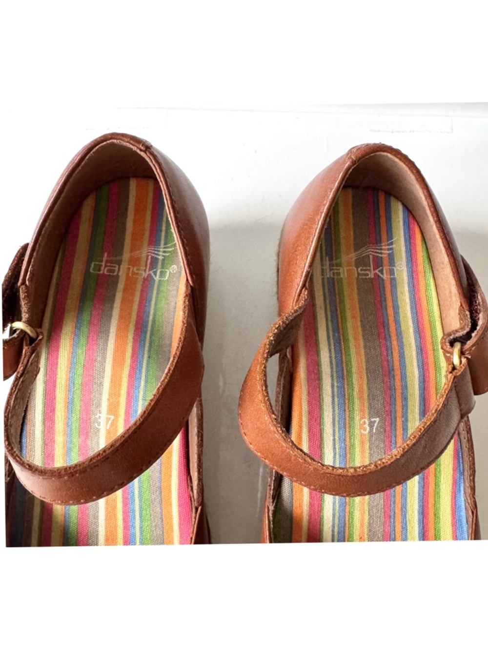 Dansko Jute Maryjane Full Grain Brown Leather Clogs Size 37 - Picture 9 of 10
